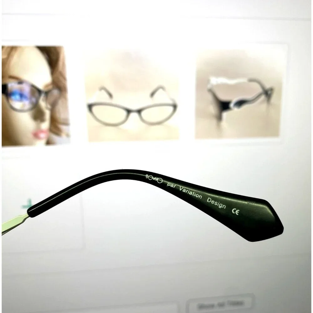 Bovelo par variation glasses prescription frames wavy black/white 086 eyeglasses